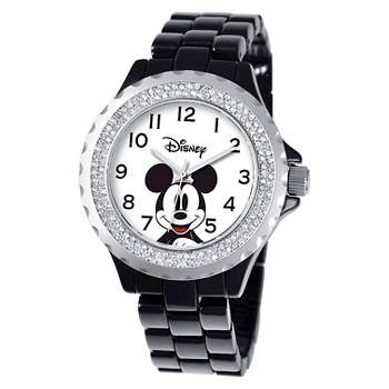 Women's Disney Mickey Mouse Enamel Sparkle Watch - Black