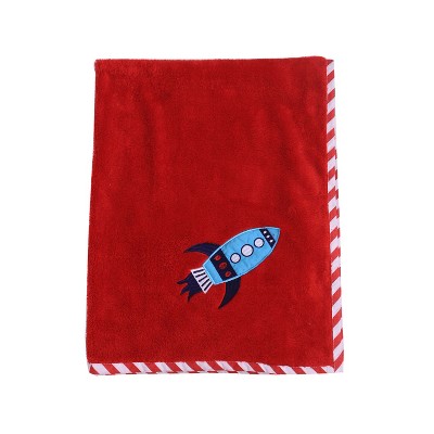 Bacati - Airspace Red Embroidered Blanket