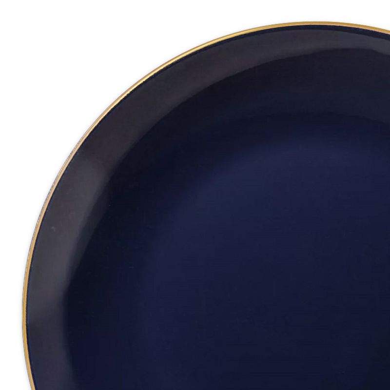 Smarty Had A Party 10.25" Navy with Gold Rim Organic Round Disposable Plastic Dinner Plates (120 Plates), 2 of 3