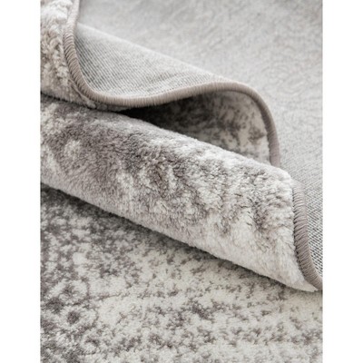 Elegant Monte Carlo 5' Square Light Gray Floral Synthetic Rug