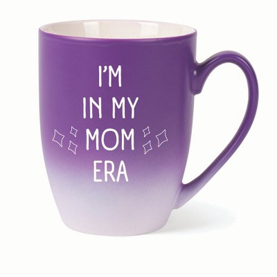 Elanze Designs In My Mom Era Two Toned Ombre Matte 10 ounce New Bone China Coffee Tea Cup Mug, Purple and White