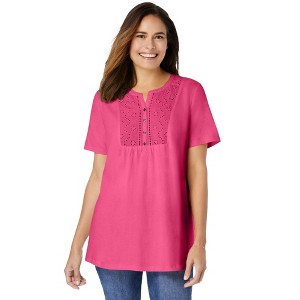 Woman Within Eyelet Henley Tee - 1 of 4