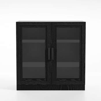 Neutypechic Wooden Bookshelf with Glass Doors Decorative Bookshelves