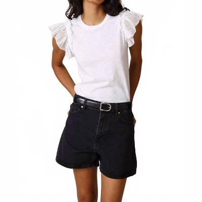 Women's Fishnet Ruffle Tee - GOLDIE