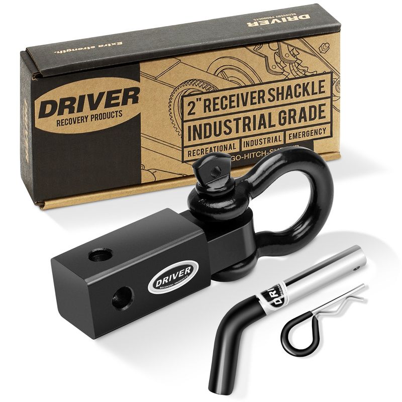 Driver Recovery 2 Inch Shackle Hitch Receiver with 5/8" Hitch Pin - 5-Ton (10,000 Pound) Towing Capacity Accessory with 3/4" D-Ring, 2 of 7