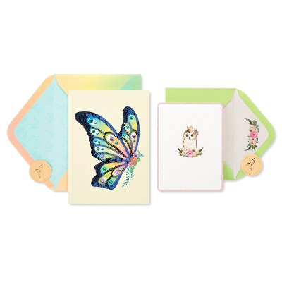 8 BLANK GREETING NOTE CARDS BUTTERFLY BIRD PARTY INVITE thank you birthday