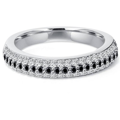 Pompeii3 1/2ct Black & White Pave Diamond Wedding Stackable Ring
