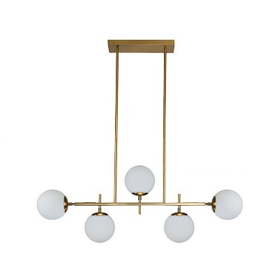 LLHZSY Modern Transitional 5-Light Chandelier Frosted Glass for Dining Room - Gold/Black&Gold