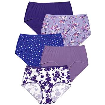 Comfort Choice Women's Plus Size Cotton Brief 5-pack - 7, Purple : Target
