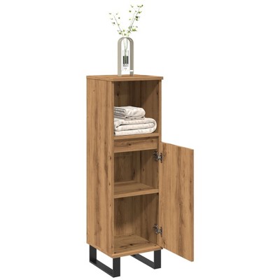 vidaXL Bathroom Cabinet Artisan Oak Engineered Wood, Iron Tall