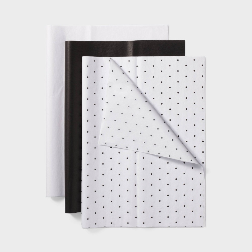Photos - Other Souvenirs Black and White Dots Banded Tissue - Spritz™