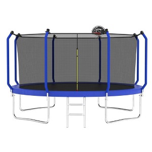 Jump Into Fun 12FT UV Protected Trampoline  With Jumping Mat, Safety Fence Combination,Basketball,Ladder Recreational Trampoline For Kids And Adult - 1 of 4