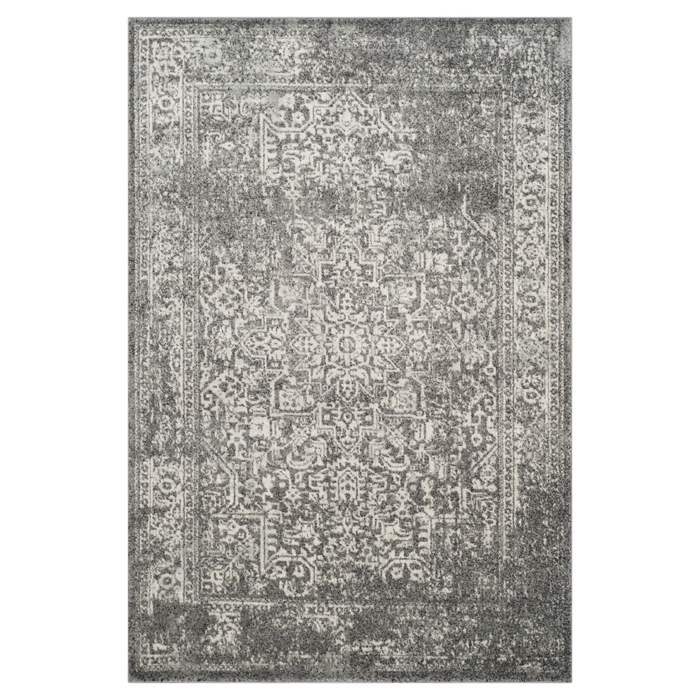 4'x6' Hestia Burst Loomed Area Rug Gray/Ivory - Safavieh