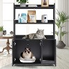 Cat Litter Box Enclosure Furniture with Shelves - 52" Hidden Litter Box Cabinet, Wood Enclosed Cat House with Scratch Mat, Dog Proof Design - 4 of 4