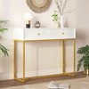 CAVINAS 38 inch Console Table with 2 Drawers,Modern Entryway Table with Stripe Design for Living Room,Hallway,White - 2 of 4