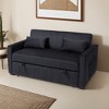 Sleeper Sofa Bed, 3-in-1 Velvet Pull Out Couch with Armrests, Storage Pockets and 2 Pillows, Adjustable Backrest - Leovsnove - 2 of 4