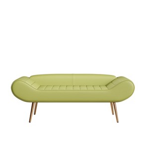 GustoWave 56.7 Inch Sofa Stool Bench with Armrest Backrest Metal Leg, PVC Fabric Curved Sofa for Bedroom End of Bed Green - 1 of 4