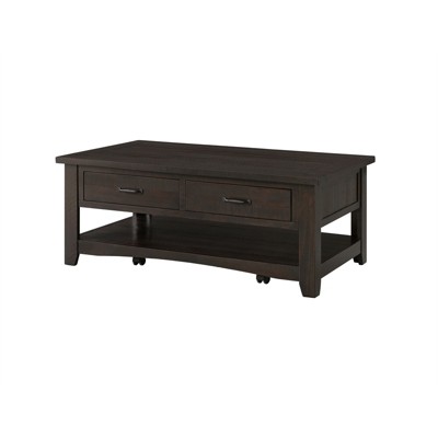 Rustic Solid Wood 2 Drawer Coffee Table Espresso - Martin Svensson Home