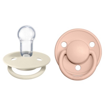 Bibs De Lux 2pk Silicone Pacifier 0-3 Years - Ivory/Blush