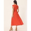 Seta T Women's Casual Sleeveless Wrap V Neck Flowy Ruffle Pleated Midi Dress with Belt - 4 of 4