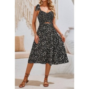 I AM A FASHION JUNKY Square Neck Leopard Cut Out Elastic Waist Dress - 1 of 4