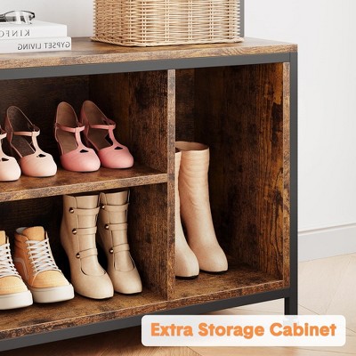 Hall Tree with Bench 5 in 1 Coat Rack Freestanding Industrial Shoe Bench