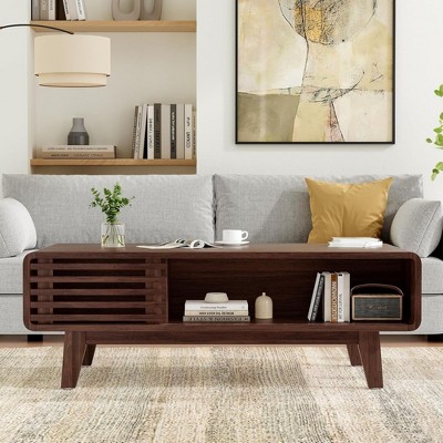 SEVOBAL Coffee Table End Table Modern Table with Storage Mid Century Farmhouse Wood Coffee Table Tables Living Room Stand, Brown, 23.6"*43.3"*15.7"