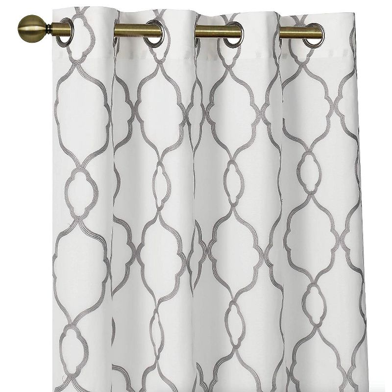 Kate Aurora 2 Pack Geo Trellis Double Layered Sheer Embroidered Grommet Curtains, 2 of 6