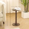 Round Side Table, Small Drink Table for Small Spaces, Modern Accent Nightstand with Solid Wood Leg - 2 of 4