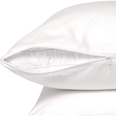 Circles Home Zippered Pillow Protector Cotton White Set of 2