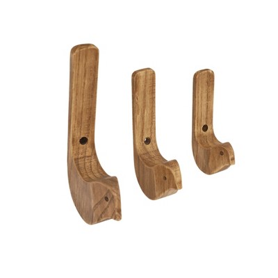 VIP Wood 57.92 in. Brown Carved Birds Wall Hooks Set of 3