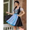 WhizMax Women's German Dirndl Dress Traditional Bavarian Oktoberfest Costumes for Halloween Carnival 3 Pieces,Black and blue grid,XL - 2 of 4