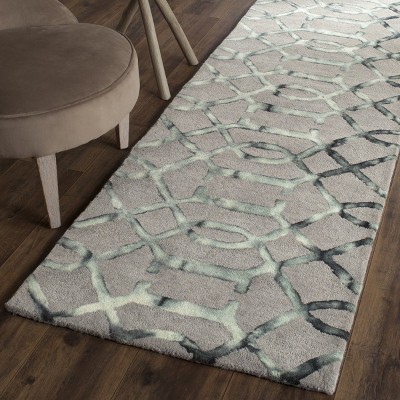 Elegant Gray Charcoal Hand-Tufted Wool Runner Rug 27" x 12"