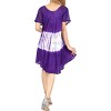 LA LEELA Women's Summer Vacation Casual Short Swing Dress Relaxed Maternity House Wear Dresses Medium/Large Purple, Tie Dye Design - 4 of 4