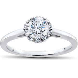 Pompeii3 3/4 Ct Lab Created Diamond Madelyn Halo Engagement Ring 14k White Gold - 1 of 4