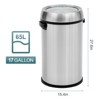 17 Gallon Stainless Steel Waste Bin, Commercial Grade Outdoor Garbage Can, Fingerprint-Proof Garbage Can, Round Trash Bin, for Kitchen - 3 of 4