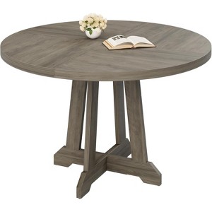 47 in Farmhouse Round Dining Table for 4-6, Wooden Kitchen Table with Sturdy X-Shaped Legs, Modern Coffee Tables for Dining Room, Office - 1 of 4