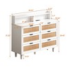 43" 6 Drawer Rattan Dresser for Bedroom, Double Chest of Drawers, Wood Storage Cabinet, Storage Dressers Organizer for Bedroom Hallway Entryway - 4 of 4