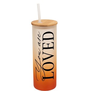 Elanze Designs You Are Loved Vertical Walk in Faith Wrap-Around Design 25 Ounce Frosted Gradient Glass On-The-Go Coffee Travel Skinny Tumbler Mug Cup, - 1 of 1
