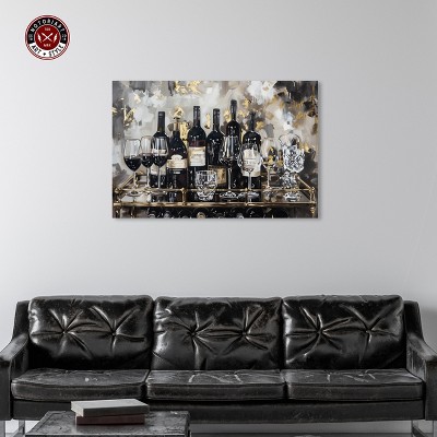Gallery Wrapped Champagne Bar Cart Canvas Art, 45" x 30", Black and Gold