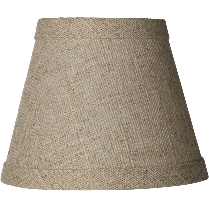 Springcrest Set of 6 Empire Lamp Shades Fine Burlap Natural Small 3" Top x 5" Bottom x 4" High Candelabra Clip-On Fitting, 4 of 8