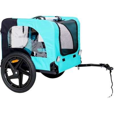 DOMETOUR Pet Bike Trailer for Small/Medium Dogs, Easy Fold, Quick Release Wheels, Non-Slip Floor, Internal Leash Light Blue