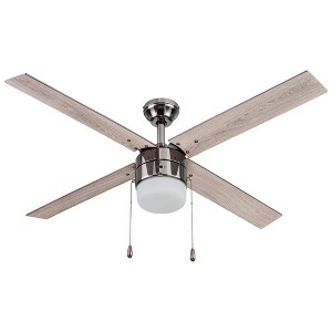 Portage Bay Madrona Indoor Home Ceiling Fan, LED Light Fixture with Quiet 3 Speed Reversible Motor and Pull Chain, 52 Inch, Gun Metal - 1 of 4