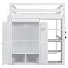 PAGED Full Size Loft Bed Simple Modern Metal Bed Frame with Desk, 3 Linen Drawers, LED and Guardrail for Bedroom - 3 of 4
