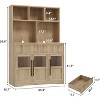 60'' Farmhouse Kitchen Pantry Cabinet with Glass Doors and Microwave Stand - Versatile Storage for Kitchen, Dining, and Living Room - 2 of 4