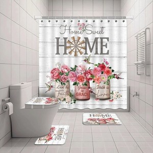 LunaLulinlk Home Sweet Home Rose Polyester Shower Curtain - 1 of 4