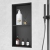VEVOR 13"x25" No Tile Shower Niche 304 Stainless Steel, Wall-Inserted Niche Recessed Double Shelves, Sealed Waterproof Rust-Resistant, Black - 2 of 4