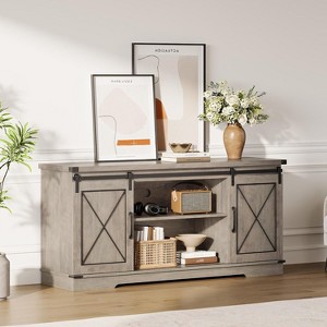Jojoka Farmhouse TV Stand and Entertainment Center for TV Up to 65 Inches with Sliding Barn Doors - 1 of 4