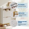 Wood Shoe Cabinet Storage for Entryway with 2 Flip Drawers & Open Storage Shelf, Adjustable Levels,Gold Metal Handles&Fluted Panel - 4 of 4
