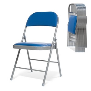 Real Relax Folding Chairs with Padded Seats for Events Home Office, Pu Leather Folding Chair - 1 of 4